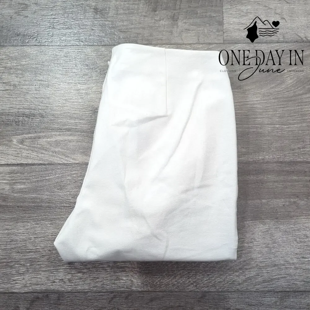 Lafayette 148 Lexington Ankle Pants White Cotton Stretch NWT $278 Size 2